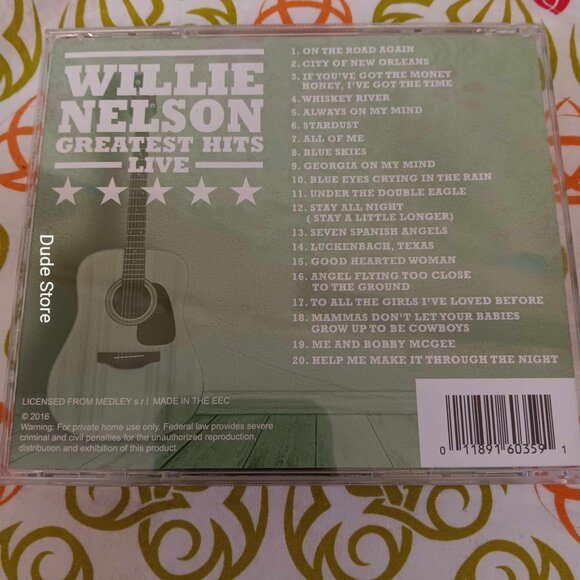 Willie Nelson - Greatest Hits Live - 20 Tracks - 2016 Release - Picture 3 of 3